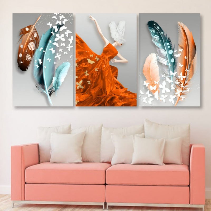 Marktna Three luxurious canvas prints with a modern design and a hollow frame, measuring (120×60), three pieces - Image 1