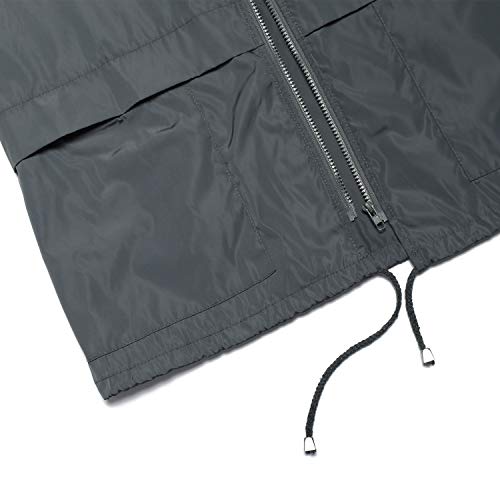 PESION Women's Waterproof Raincoat Lightweight Rain Jacket Hooded Windbreaker with Pocket for Outdoor Dark Gray XL - Image 5