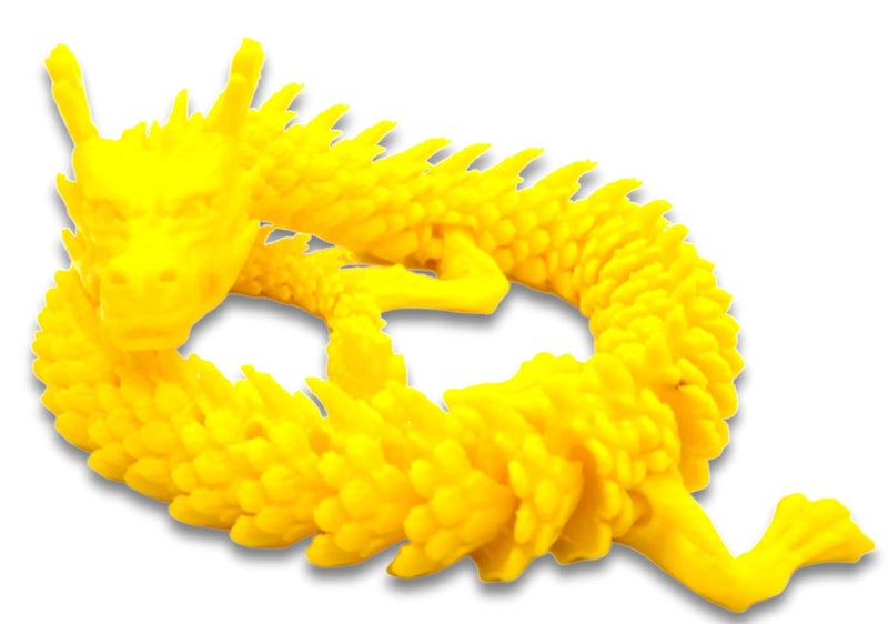 CERO ® 3D Printed Single Yellow Flexi Chinese Dragon/Home Decor/Display (Yellow PLA Plastic) - Image 1