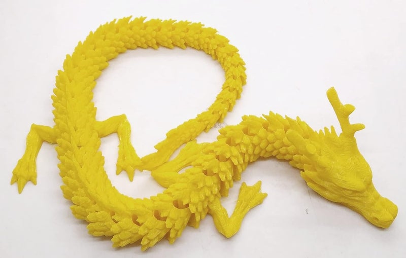 CERO ® 3D Printed Single Yellow Flexi Chinese Dragon/Home Decor/Display (Yellow PLA Plastic) - Image 3