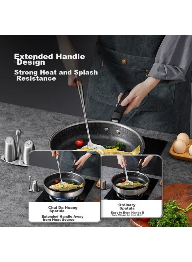 COOKER KING Chuidahuang Kitchen Utensil Set, 304 Stainless Steel Cooking Spatula, Soup Ladle, Strainer, Long Rosewood Handle, 3-Piece Set - Image 4