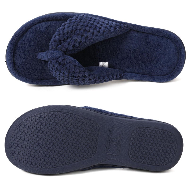 ULTRAIDEAS Women's Popcorn Flip Flop House Slipper with Memory Foam (Navy, Size 7-8) - Image 4