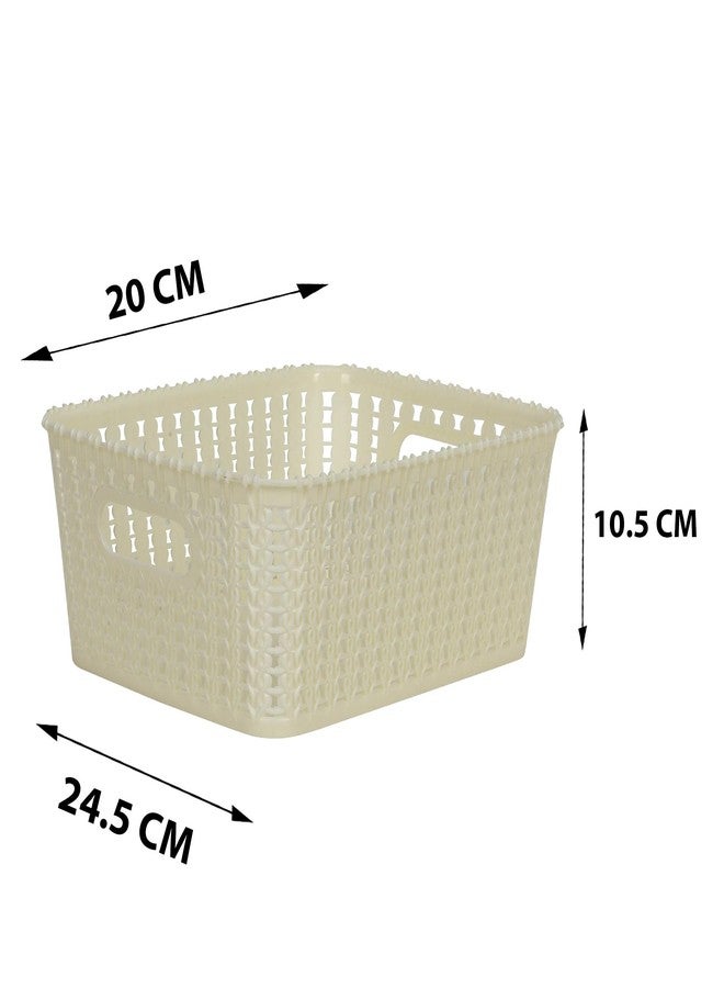 Cutting EDGE Plastic Multipurpose Sturdy Storage Baskets For Cosmetics Office Fruit Vegetable Bathroom Stationary Home Basket with Handle - White (Small, Set of 6) - Image 2