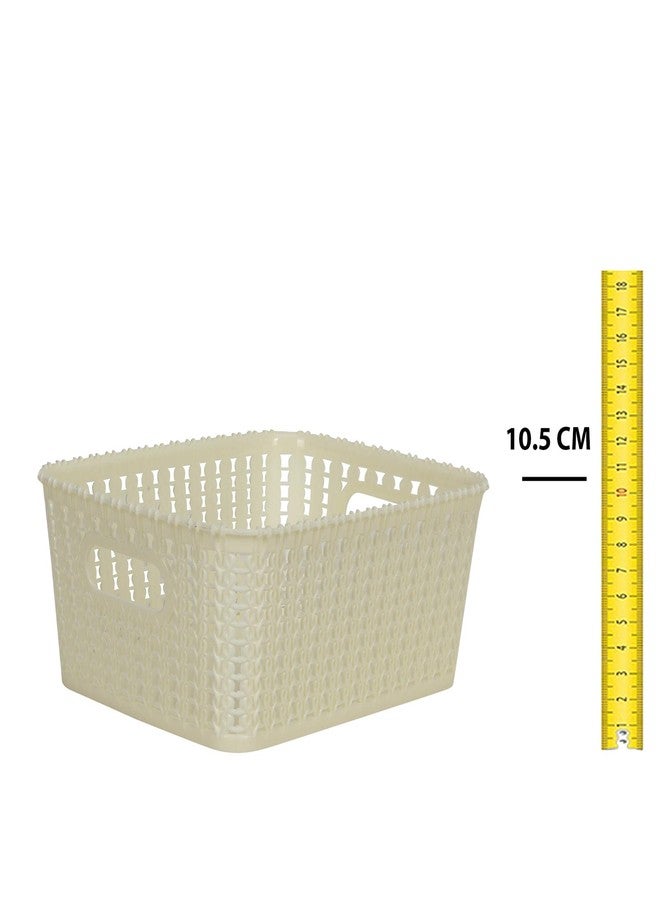 Cutting EDGE Plastic Multipurpose Sturdy Storage Baskets For Cosmetics Office Fruit Vegetable Bathroom Stationary Home Basket with Handle - White (Small, Set of 6) - Image 4
