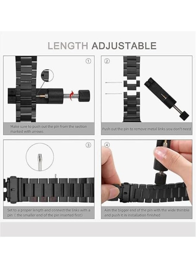 حزام متوافق مع أحزمة ساعة Apple Watch Ultra/Ultra 2، SE، Series 9 8 7 6 5 38 مم 40 مم 41 مم 42 مم 44 مم 45 مم 49 مم، أشرطة من الفولاذ المقاوم للصدأ للنساء والرجال (الساعة غير متضمنة) ذهبي - Image 5