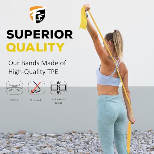 FirstFit Resistance Bands Exercise Elastic Bands Latex Bands for Pilates Yoga Phycial Therapy Rehab Home Gym Workout Fitness (1.5 Meter Yellow) - (10-15 lbs) - Image 2