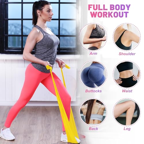FirstFit Resistance Bands Exercise Elastic Bands Latex Bands for Pilates Yoga Phycial Therapy Rehab Home Gym Workout Fitness (1.5 Meter Yellow) - (10-15 lbs) - Image 3