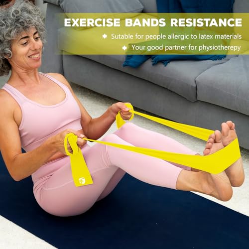 FirstFit Resistance Bands Exercise Elastic Bands Latex Bands for Pilates Yoga Phycial Therapy Rehab Home Gym Workout Fitness (1.5 Meter Yellow) - (10-15 lbs) - Image 4