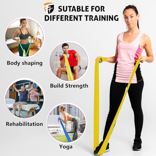 FirstFit Resistance Bands Exercise Elastic Bands Latex Bands for Pilates Yoga Phycial Therapy Rehab Home Gym Workout Fitness (1.5 Meter Yellow) - (10-15 lbs) - Image 5