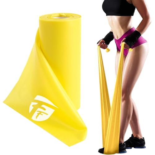 FirstFit Resistance Bands Exercise Elastic Bands Latex Bands for Pilates Yoga Phycial Therapy Rehab Home Gym Workout Fitness (1.5 Meter Yellow) - (10-15 lbs) - Image 1