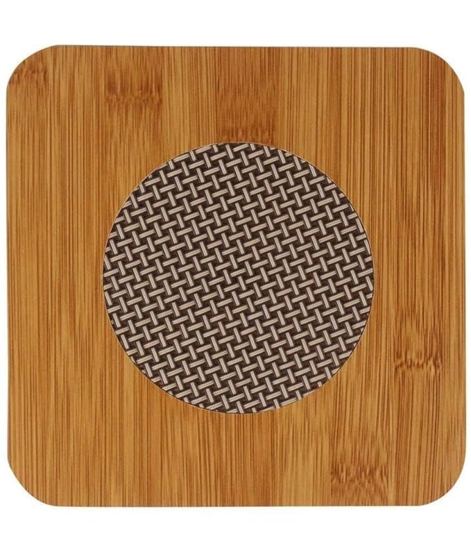 Kwena Kwena Square Shape Heating Insulation Resistant Natural Bamboo Wooden Coaster Heat Table Ware Pad Place mat for Hot Coffee Bowl Tea Cup Home Kitchen Dining Pan Pot Holder - Image 1
