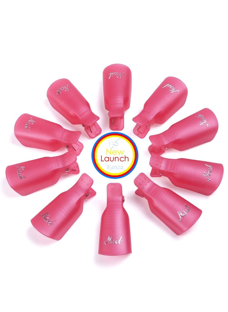 Kanza - 10-Piece Nail Art Soak Off Cap Clip Set Pink - Image 1