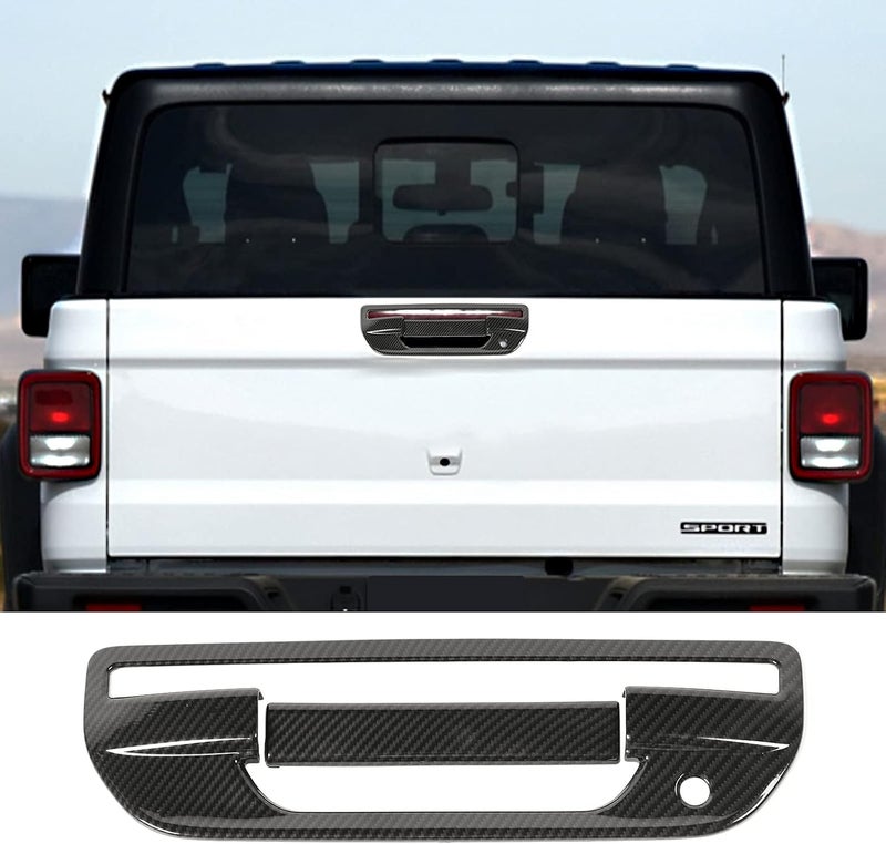 JeCar Tailgate Door Handle Cover Trim for Jeep Gladiator JT 2020-2021 (Carbon Fiber Look) - Image 1