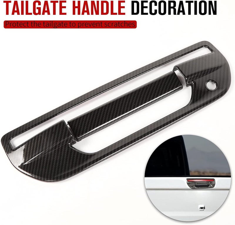 JeCar Tailgate Door Handle Cover Trim for Jeep Gladiator JT 2020-2021 (Carbon Fiber Look) - Image 2