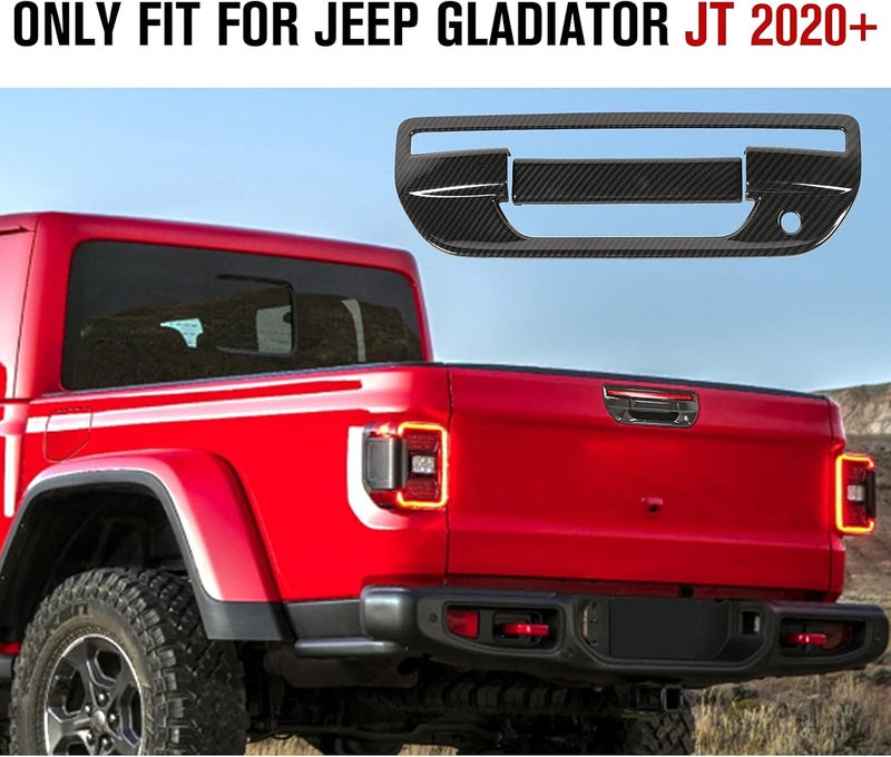 JeCar Tailgate Door Handle Cover Trim for Jeep Gladiator JT 2020-2021 (Carbon Fiber Look) - Image 5