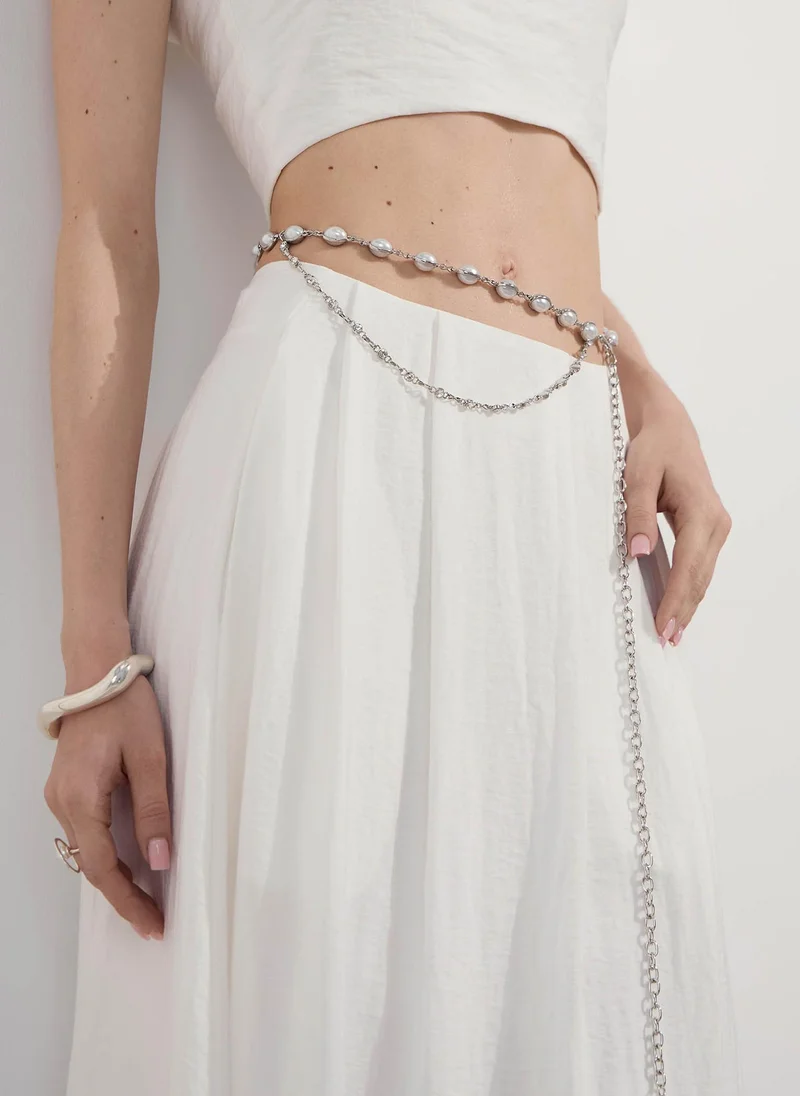 ليتشي حزام مزخرف باللآلئ الكبيرة