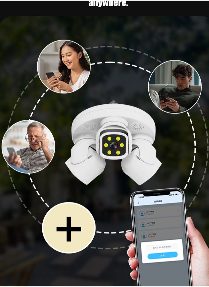 Generic - Wifi Security Camera with 3 Channel Camera, 360° View, No Blind Spots, 2.4 GHz Wi-Fi, SD/Cloud Storage, AI/Motion Detection. - Image 1