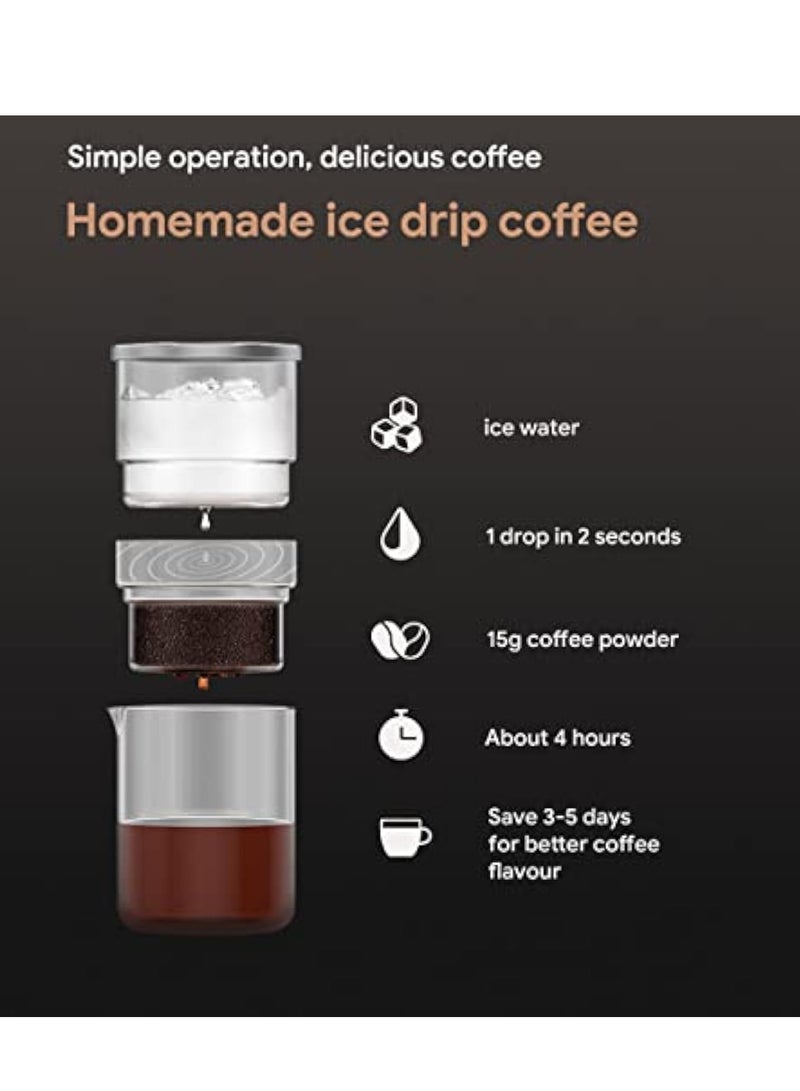 2 in 1 Cold Brew Dripper for Coffee, Cold Brew Coffee Maker Jar, 300ml Detachable Glass Cold Brew Maker, with Stainless Steel Filter, Glass Airtight u0026 Leak-Proof Pitcher, for Lemonade, Ice Tea - Image 5