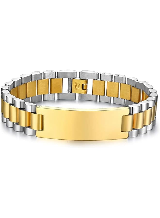 AC&L Twin color Titanium Steel Bracelets for Men Gold & Silver One Size - Image 1
