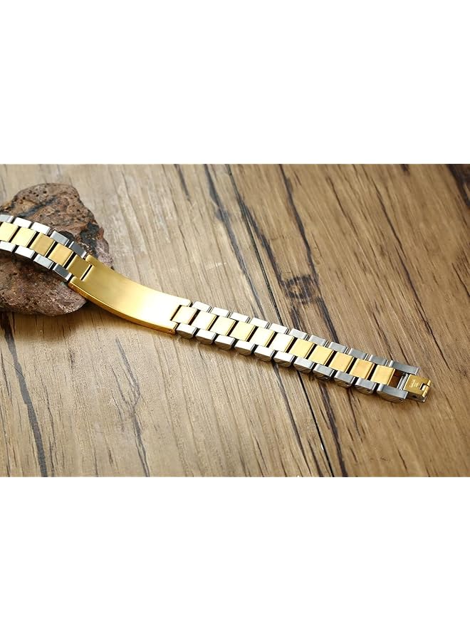 AC&L Twin color Titanium Steel Bracelets for Men Gold & Silver One Size - Image 2