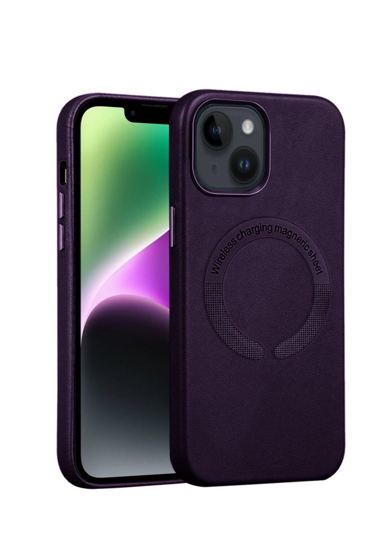 Techie حافظة خلفية جلدية فاخرة من ماج سيف لجهاز ابل ايفون 14 - أرجواني - Image 1