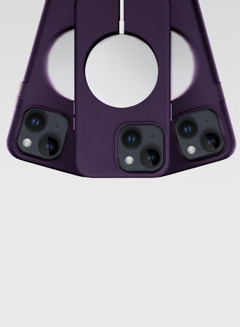 Techie حافظة خلفية جلدية فاخرة من ماج سيف لجهاز ابل ايفون 14 - أرجواني - Image 5