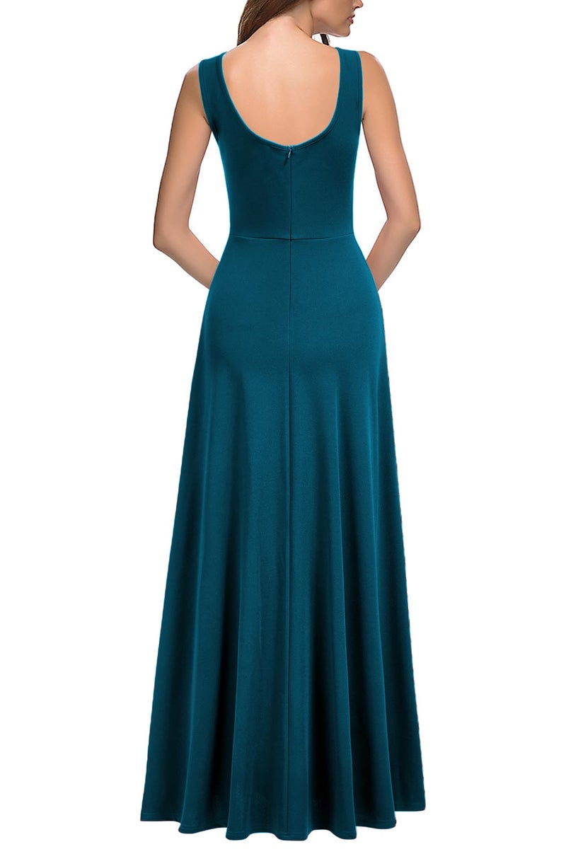 MUSHARE Women's Square Neck Sexy Split Cocktail Party Maxi Long Formal Dress - Image 2
