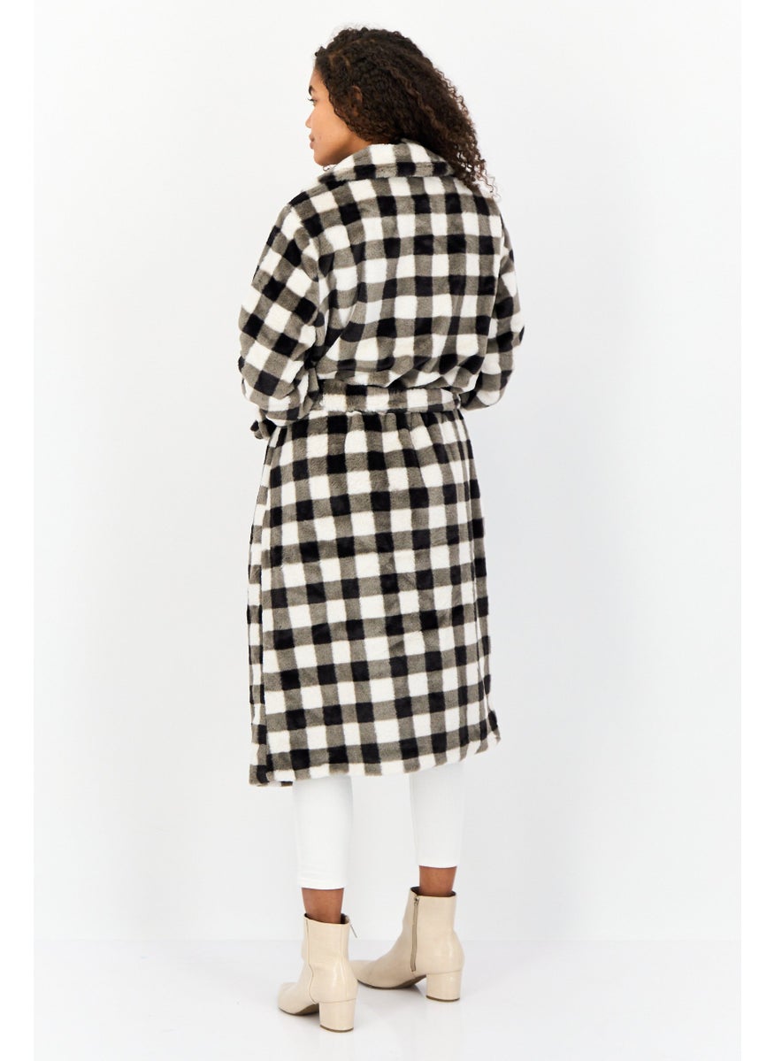 Missguided - Women Checkered Belted Trench Coat, Multicolor - Image 1
