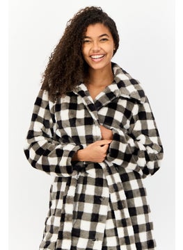 Missguided Women Checkered Belted Trench Coat, Multicolor  - Image 4