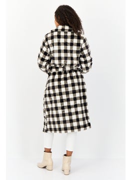 Missguided Women Checkered Belted Trench Coat, Multicolor  - Image 2