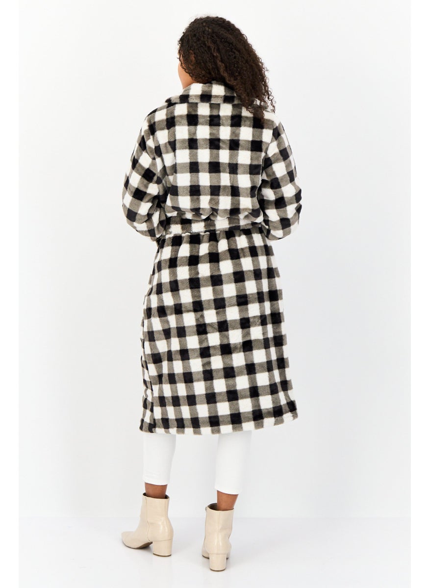 Missguided - Women Checkered Belted Trench Coat, Multicolor - Image 1