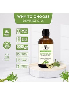 Devinez Lemongrass Essential Certified Oil with Premium Dropper - Therapeutic Grade, 100% Pure Undiluted Natural Diffusers Oil for Skin, Hair Care, Insect Repellant and Aromatherapy (118 ml) - pzsku/Z0D5CF049E6D5A530BF21Z/45/_/1738306651/3ccafc51-f745-442e-a096-3bdf656781f0