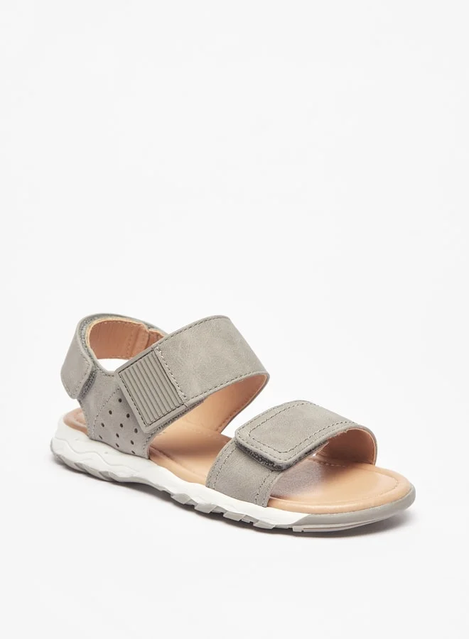 Mister Duchini Boys Solid Backstrap Sandals with Hook and Loop Closure