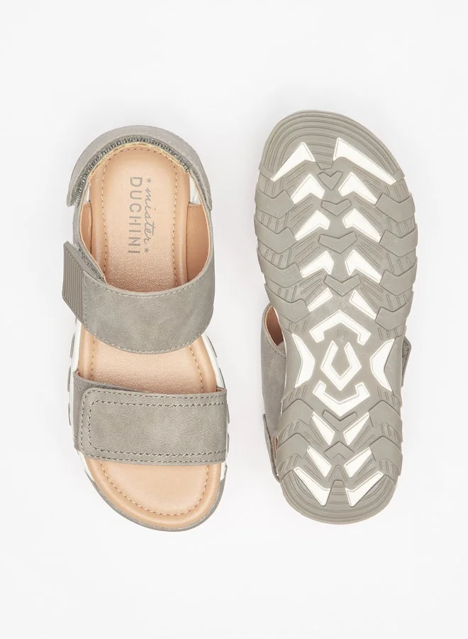 Mister Duchini Boys Solid Backstrap Sandals with Hook and Loop Closure