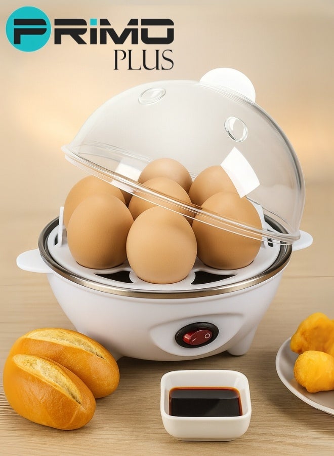 بريمو بلس جهاز سلق وطهي البيض بالبخار– سلاقة بيض من بريمو بلس PR140 – كهربائي بقدرة 350 واط – وعاء شفاف مع غطاء حراري آمن – سعة 7 بيضات – تصميم صغير محمول وسهل الاستخدام – مثالي للإفطار الصحي والسريع - Image 1