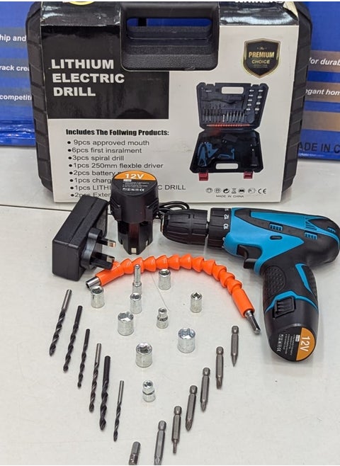 21V Cordless Drill Driver Set – Electric Power Drill with 2x 2000mAh Batteries, 25+3 Torque Settings, 2-Speed Function, and LED Light – Ideal for Home and Garden DIY Projects
