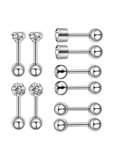 Gerenic 5-Pair Stainless Steel Cartilage Helix Piercing Ear Studs  - Image 1