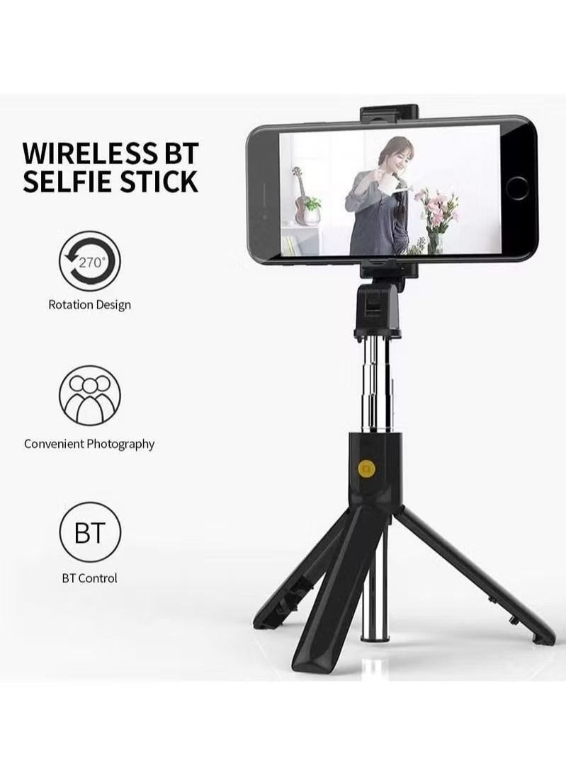 Zaboon - 360 Rotation Cell Phone Selfie Stick Tripod Smartphone Tripod Stand All-in-1 with Integrated Wireless Remote Portable Lightweight Tall Extendable Phone Tripod for iPhone and Android Phones - Image 1