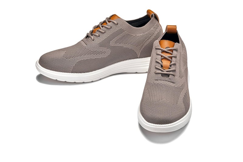 CALTO Men's Invisible Height Increasing Elevator Casual Shoes - Khaki/Brown Ultra Light-Weight Lace-up Knitted Casual Sporty Sneakers - 2.8 Inches Taller - X2638 - Size 9 D(M) US - Image 5