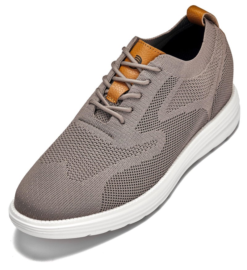 CALTO Men's Invisible Height Increasing Elevator Casual Shoes - Khaki/Brown Ultra Light-Weight Lace-up Knitted Casual Sporty Sneakers - 2.8 Inches Taller - X2638 - Size 9 D(M) US - Image 1