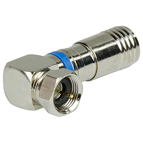 On-Q Legrand OnQ Quad Right Angle Connector F Compression Coax Connector Compression RG6U Right Angle F Plug Nickel 10 Pack AC300110 - Image 1