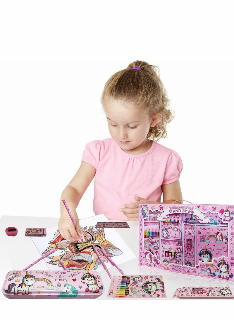 Unicorn Stationary Kit For Girls - 41Pcs Items Pencil Box Colours Eraser and Sharpener -Return Gift Girls/Unicorn School Girls Set Return Gifts - Image 5
