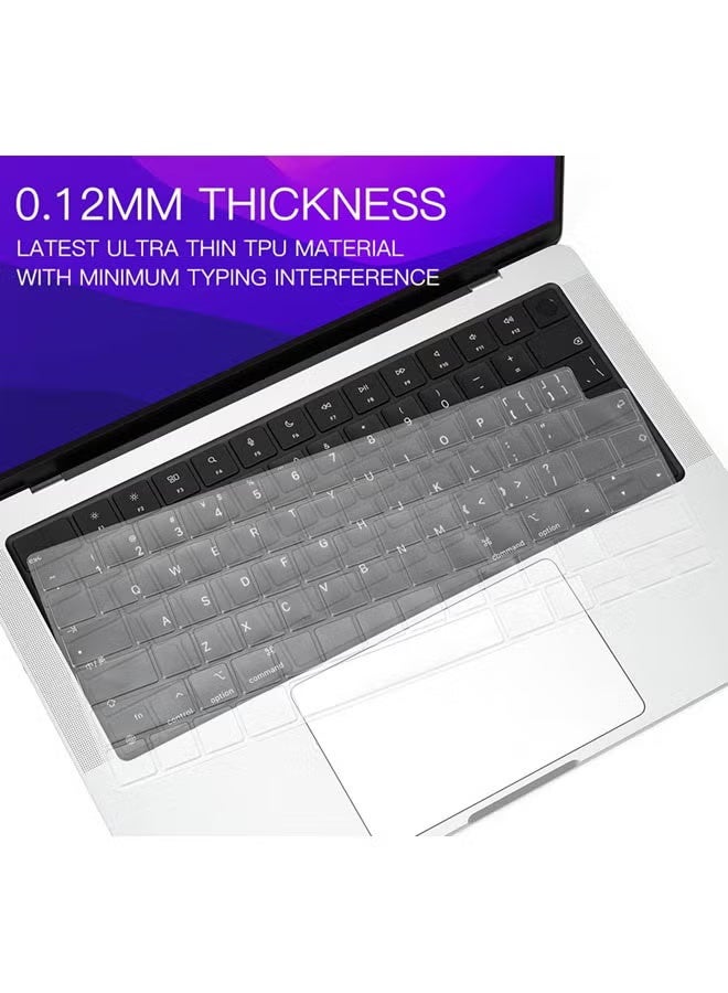 غطاء لوحة مفاتيح فاخر، شديد النحافة، وواقي للجهاز لماك بوك برو 2025-2021 مقاس 14 و16 بوصة بمعالجات M4 وM3 وM2 وM1 Pro/Max، وماك بوك إير مقاس 15 و13.6 بوصة بمعالجات M4 وM3 وM2، طرازات A3241 وA3114 وA2941 وA3240 وA3113 وA2681، بتخطيط لوحة مفاتيح أمريكي ANSI - Image 3