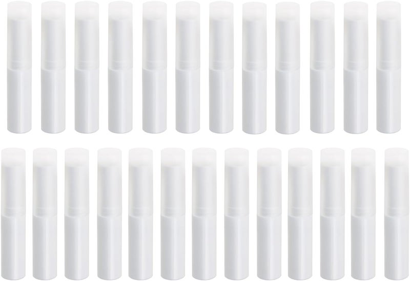 Mini Skater 014oz Empty Flavored Lip Balm Container Tubes Plastic Homemade Moisturizing Lip Stick with Caps Bulk Fit for Women Adult DIY Making Supplies 25 Count White