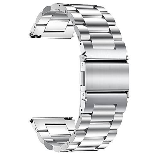 TStrap Metal Watch Band for Men - Silver Stainless Steel Watch Bands for Women - Brushed Solid Quick Release Smart Watch Strap Replacement Bracelet Clasp - 16mm 18mm 19mm 20mm 21mm 22mm 24mm - Image 1