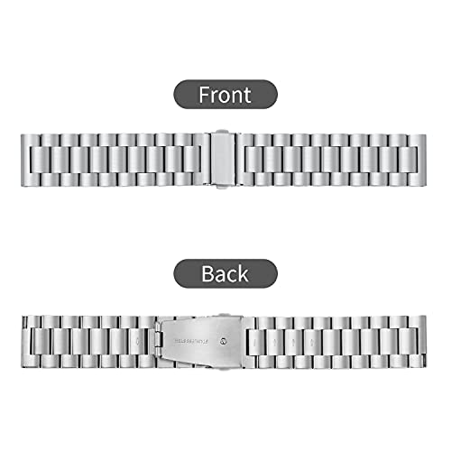 TStrap Metal Watch Band for Men - Silver Stainless Steel Watch Bands for Women - Brushed Solid Quick Release Smart Watch Strap Replacement Bracelet Clasp - 16mm 18mm 19mm 20mm 21mm 22mm 24mm - Image 2