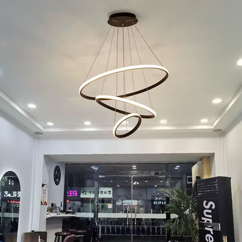 blissbells Modern LED Ring Pendant Chandelier Light | Contemporary Hanging Ceiling Lamp | Black Decorative Lighting Fixture | Matte Black Finish | Adjustable Suspension for Dining Room, Living Room - Image 5