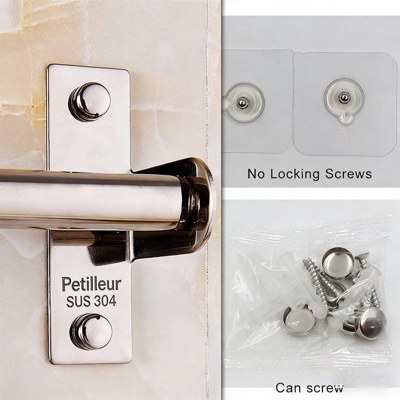 Petilleur Kitchen Sliding Hooks, Stainless Steel Hanging Rack Rail Organize Kitchen Utensil Removable S Hooks for Towel, Spoon, Coats, Bathrobe, BBQ,Wall Mounted Hanger (10 Hooks 23.6In) - Image 4