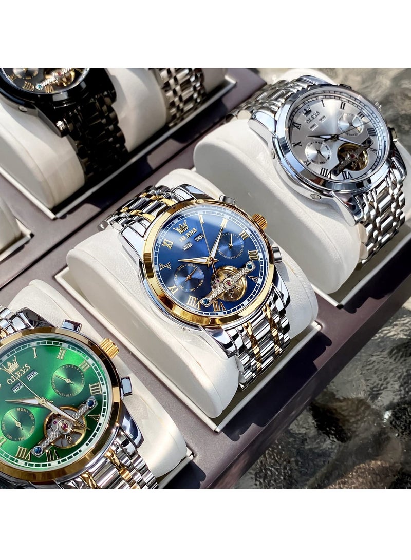 OLEVS Men's Automatic Mechanical Tourbillon Stainless Steel Waterproof Luminous Luxury Dress Watch 6607 - Image 3