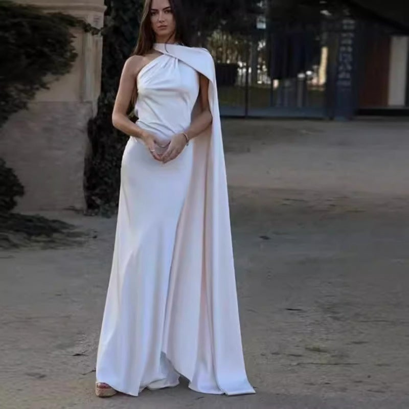Fashion Popular Silk Satin Texture Ribbon Halter Dress - Image 5